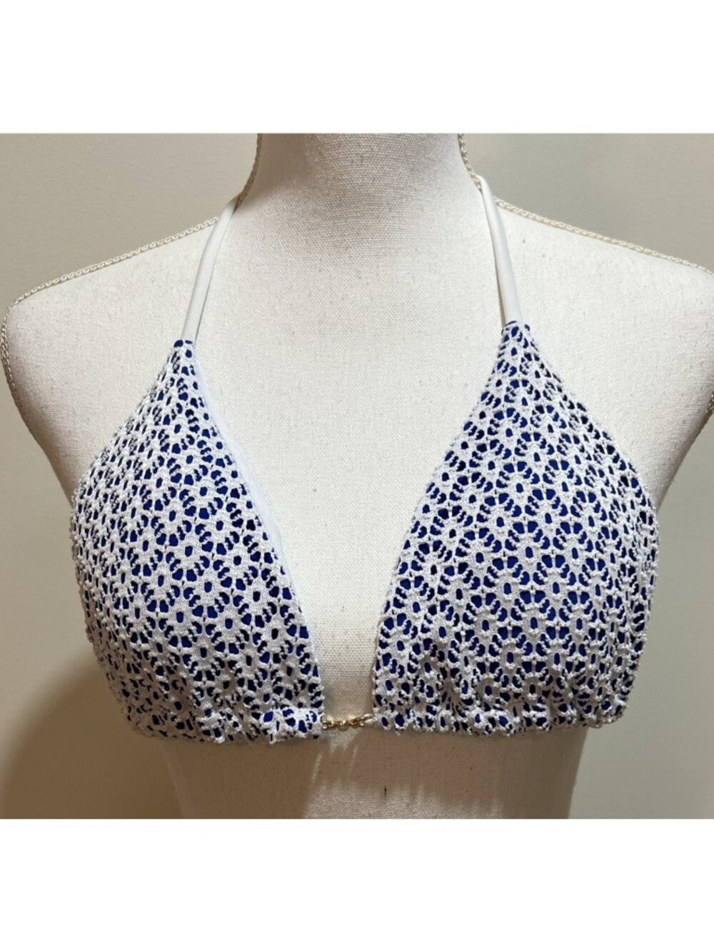 Bikini Top ~ Blue & White~  Size Large